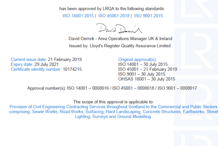 W M Donald are first company in the North-east to migrate to new ISO 45001 Health & Safety Standard